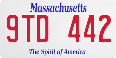 MA license plate 9TD442