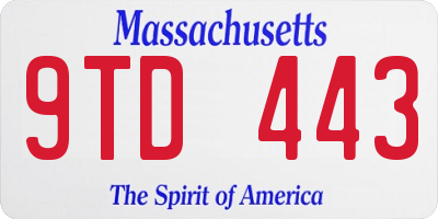MA license plate 9TD443