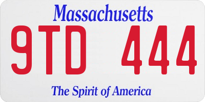 MA license plate 9TD444