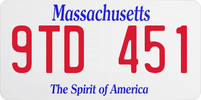 MA license plate 9TD451