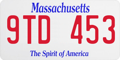 MA license plate 9TD453