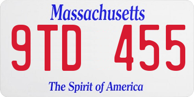 MA license plate 9TD455