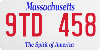 MA license plate 9TD458