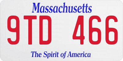 MA license plate 9TD466