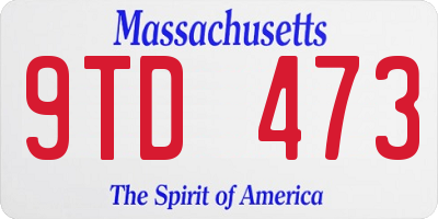 MA license plate 9TD473