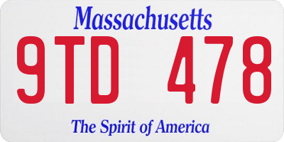 MA license plate 9TD478