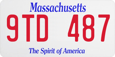 MA license plate 9TD487