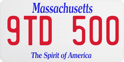 MA license plate 9TD500