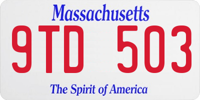 MA license plate 9TD503