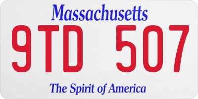 MA license plate 9TD507