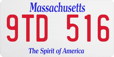MA license plate 9TD516