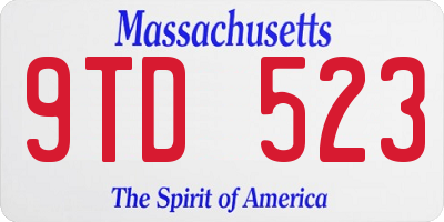 MA license plate 9TD523