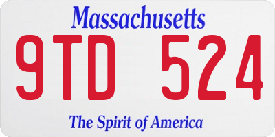 MA license plate 9TD524