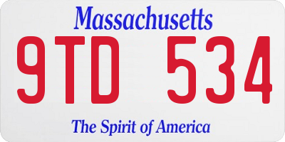 MA license plate 9TD534