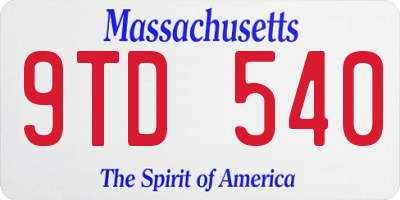MA license plate 9TD540
