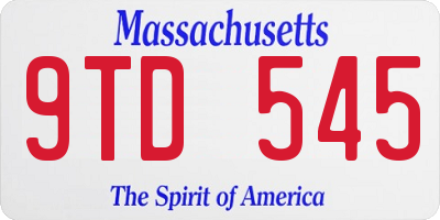 MA license plate 9TD545