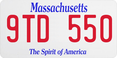 MA license plate 9TD550