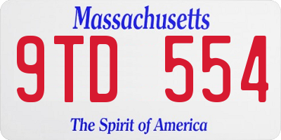MA license plate 9TD554