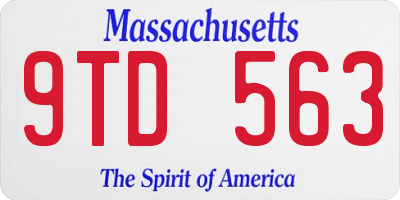 MA license plate 9TD563