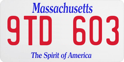 MA license plate 9TD603