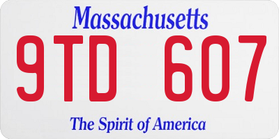 MA license plate 9TD607