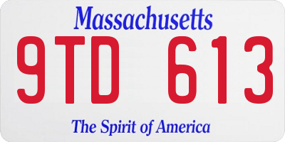 MA license plate 9TD613