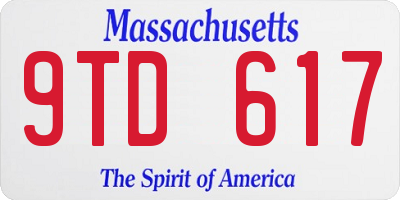 MA license plate 9TD617