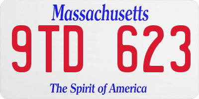 MA license plate 9TD623