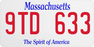 MA license plate 9TD633