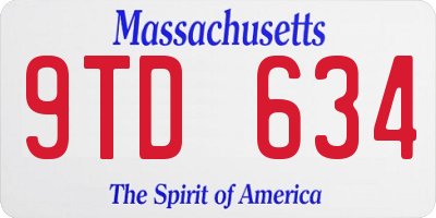 MA license plate 9TD634
