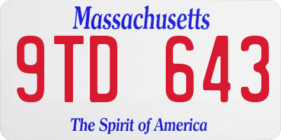 MA license plate 9TD643