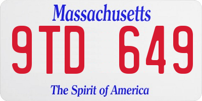 MA license plate 9TD649