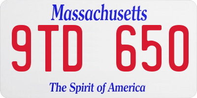 MA license plate 9TD650