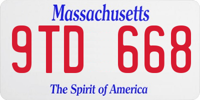 MA license plate 9TD668