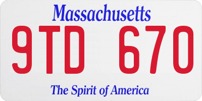 MA license plate 9TD670