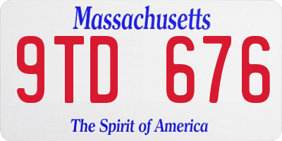 MA license plate 9TD676