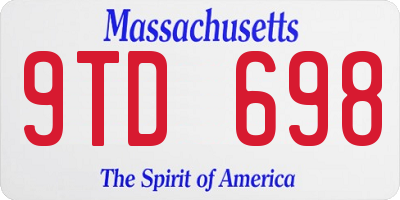 MA license plate 9TD698