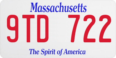MA license plate 9TD722