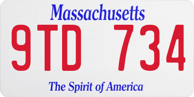 MA license plate 9TD734