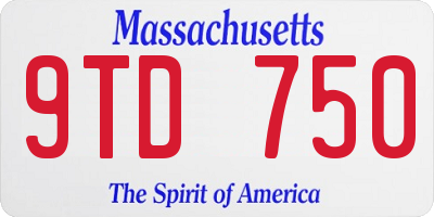 MA license plate 9TD750