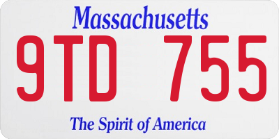MA license plate 9TD755