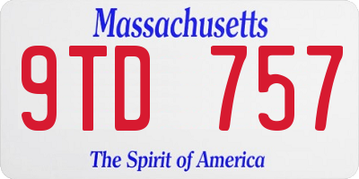 MA license plate 9TD757