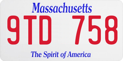 MA license plate 9TD758