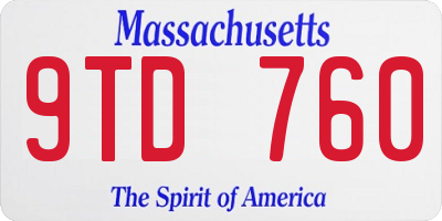 MA license plate 9TD760
