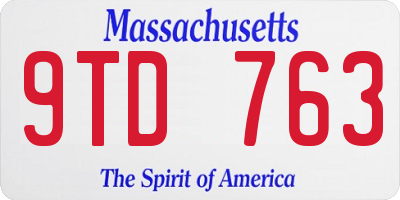 MA license plate 9TD763