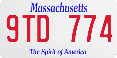 MA license plate 9TD774