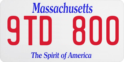 MA license plate 9TD800