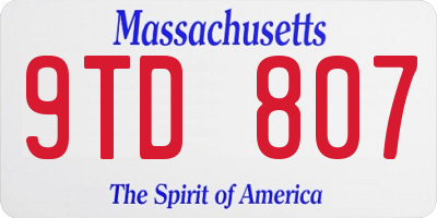 MA license plate 9TD807