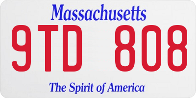 MA license plate 9TD808