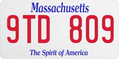 MA license plate 9TD809